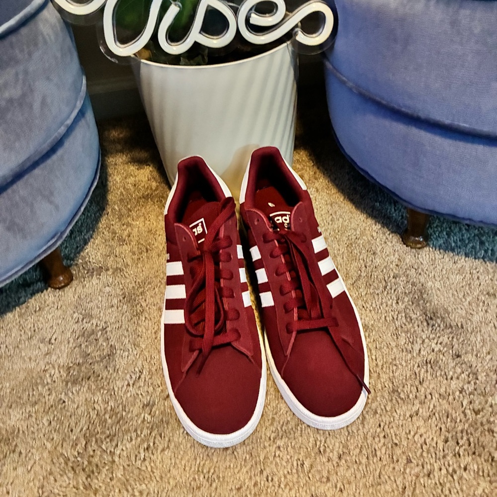 Adidas Maroon Sneakers with White Accents